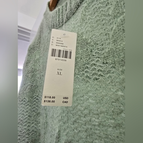 ANTHROPOLOGIE Feminine Mint Green Floral Brocade Fancy Knit Sweater NWT SRP$118 - Picture 9 of 9